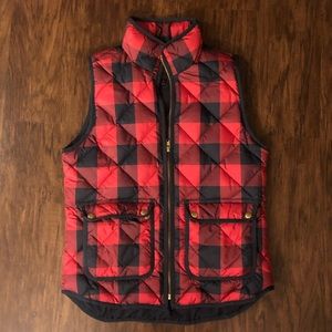 Jcrew Plaid Red Puffer Vest